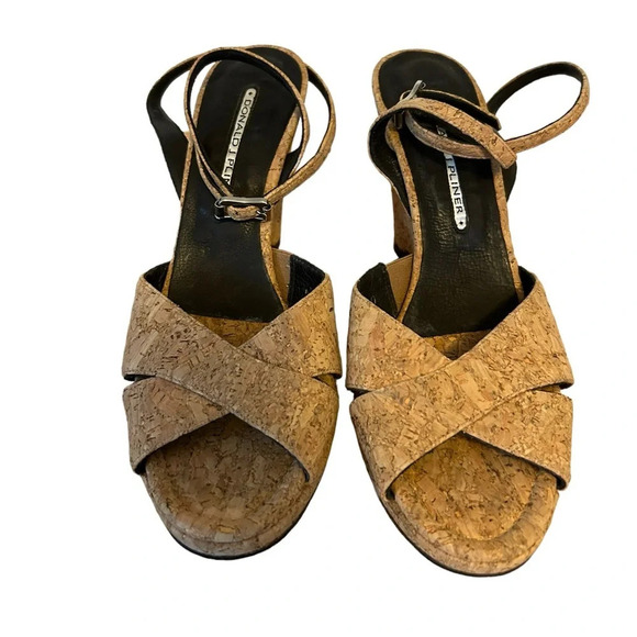 DONALD J. PLINER CORK ANKLE WRAP WEDGES - Picture 2 of 5